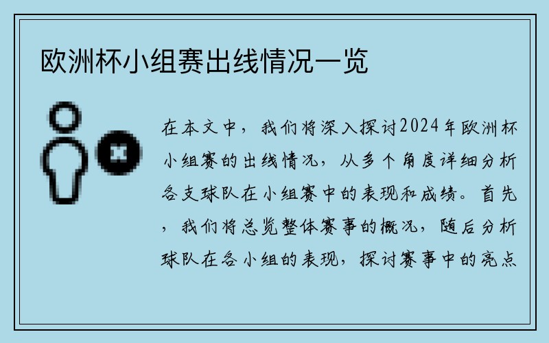 欧洲杯小组赛出线情况一览