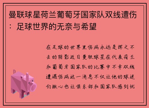 曼联球星荷兰葡萄牙国家队双线遭伤：足球世界的无奈与希望